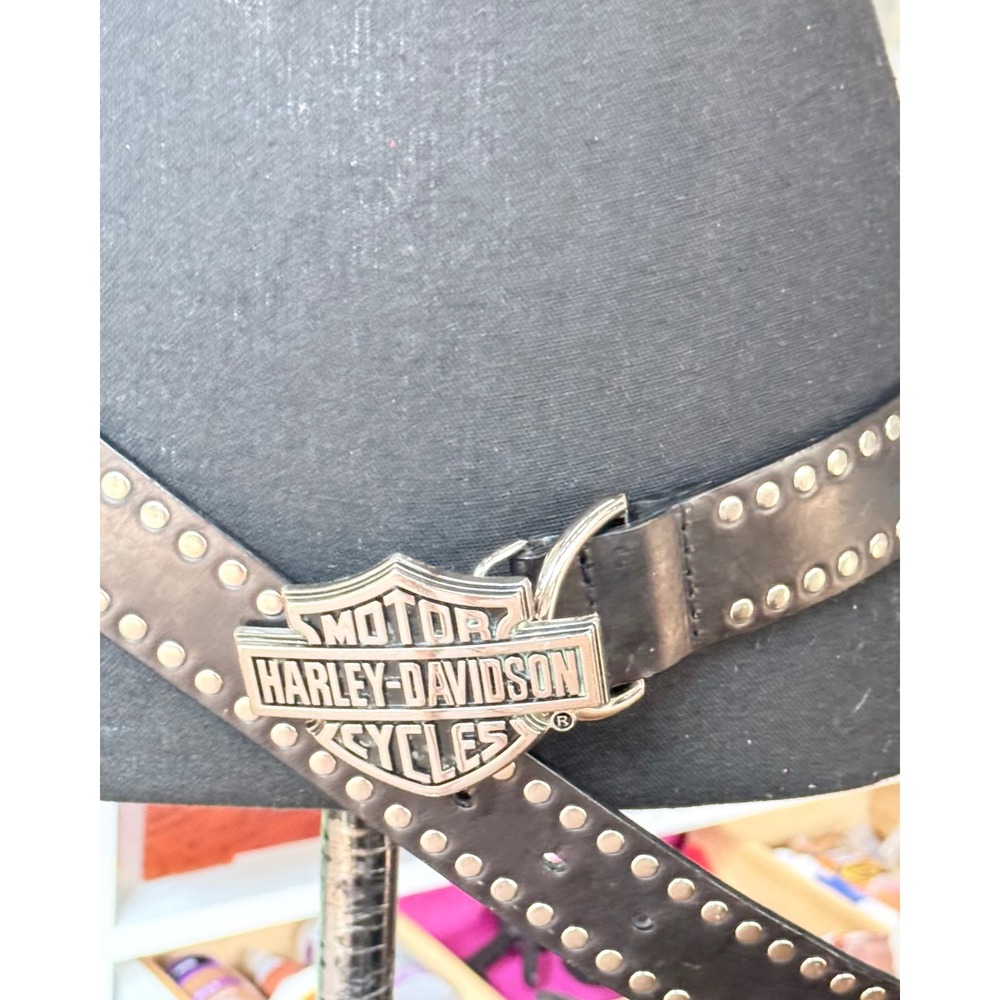Harley Davidson Genuine Leather Studded Belt Size 36 Bar Shield Buckle 99544 - Picture 2 of 7